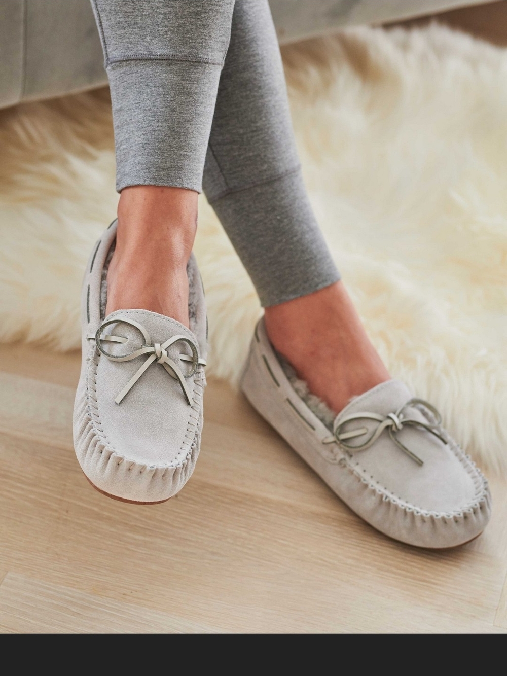 UGG Women's Suede Moccasin Slippers - Light Gray
